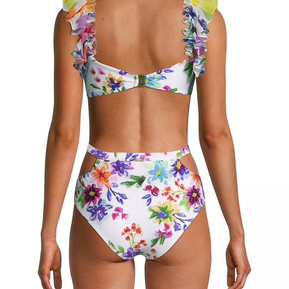 NWT ☀️ Designer PatBo Bloom Sweetheart Swimsuit Size Medium. Flowers. White. - Picture 15 of 16